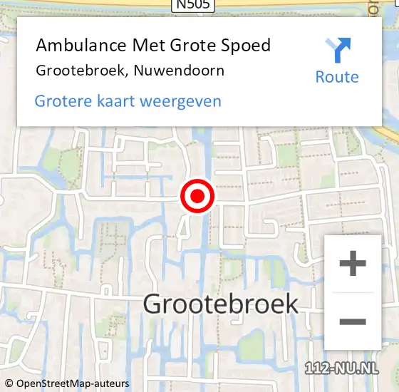 Locatie op kaart van de 112 melding: Ambulance Met Grote Spoed Naar Grootebroek, Nuwendoorn op 17 juli 2022 13:49