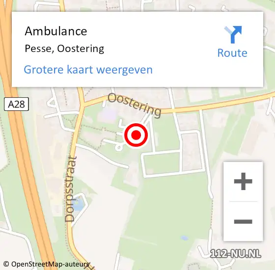 Locatie op kaart van de 112 melding: Ambulance Pesse, Oostering op 9 oktober 2013 10:50