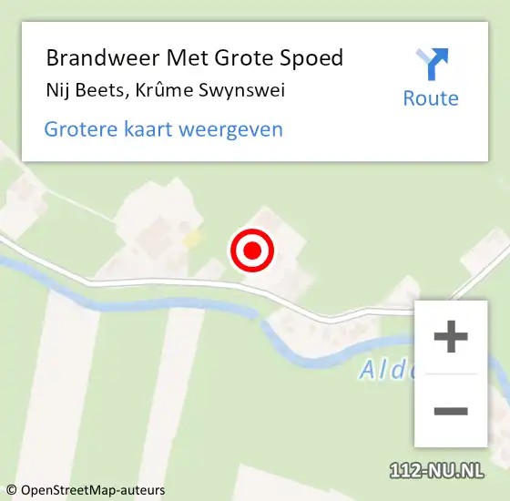 Locatie op kaart van de 112 melding: Brandweer Met Grote Spoed Naar Nij Beets, Krûme Swynswei op 17 juli 2022 14:00