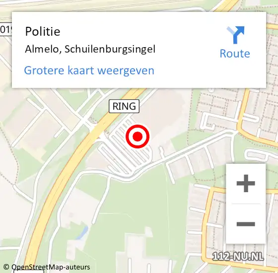 Locatie op kaart van de 112 melding: Politie Almelo, Schuilenburgsingel op 17 juli 2022 14:11