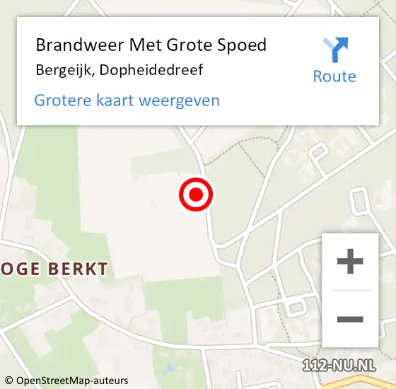 Locatie op kaart van de 112 melding: Brandweer Met Grote Spoed Naar Bergeijk, Dopheidedreef op 17 juli 2022 14:12