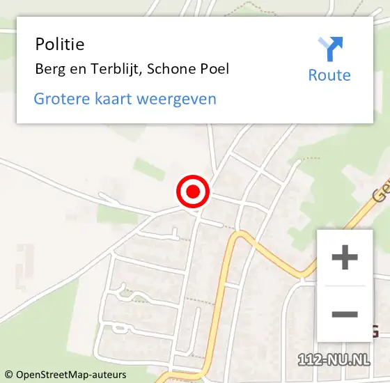 Locatie op kaart van de 112 melding: Politie Berg en Terblijt, Schone Poel op 17 juli 2022 14:24