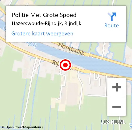 Locatie op kaart van de 112 melding: Politie Met Grote Spoed Naar Hazerswoude-Rijndijk, Rijndijk op 17 juli 2022 14:28