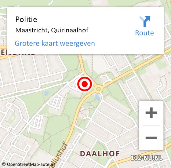 Locatie op kaart van de 112 melding: Politie Maastricht, Quirinaalhof op 17 juli 2022 14:42