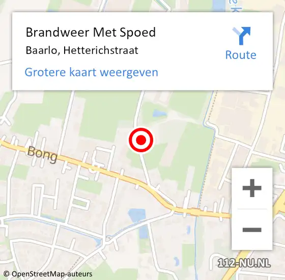 Locatie op kaart van de 112 melding: Brandweer Met Spoed Naar Baarlo, Hetterichstraat op 17 juli 2022 15:16