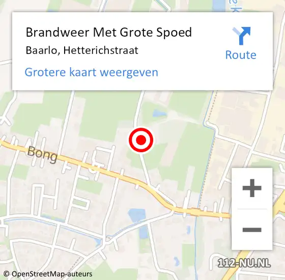 Locatie op kaart van de 112 melding: Brandweer Met Grote Spoed Naar Baarlo, Hetterichstraat op 17 juli 2022 15:19