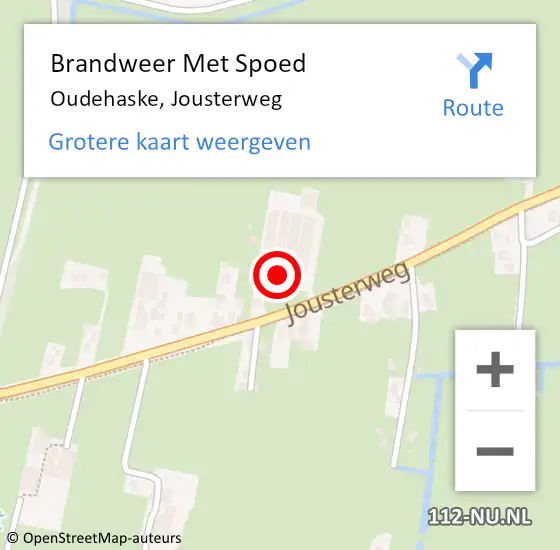 Locatie op kaart van de 112 melding: Brandweer Met Spoed Naar Oudehaske, Jousterweg op 17 juli 2022 15:28