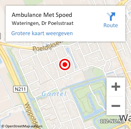 Locatie op kaart van de 112 melding: Ambulance Met Spoed Naar Wateringen, Dr Poelsstraat op 17 juli 2022 15:36