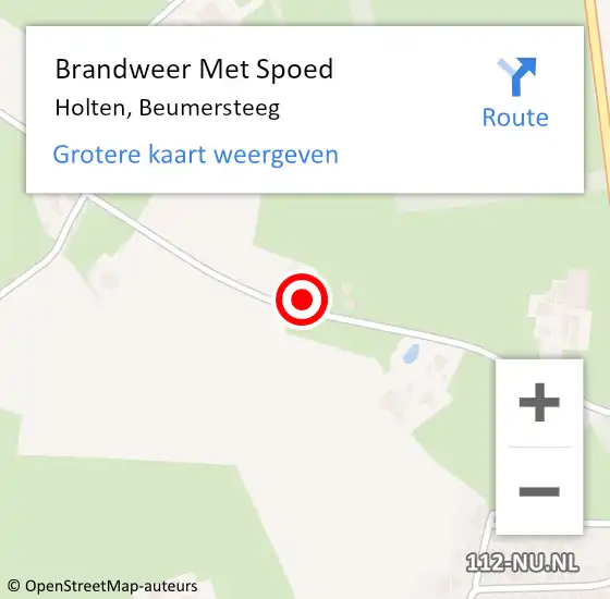 Locatie op kaart van de 112 melding: Brandweer Met Spoed Naar Holten, Beumersteeg op 17 juli 2022 15:56