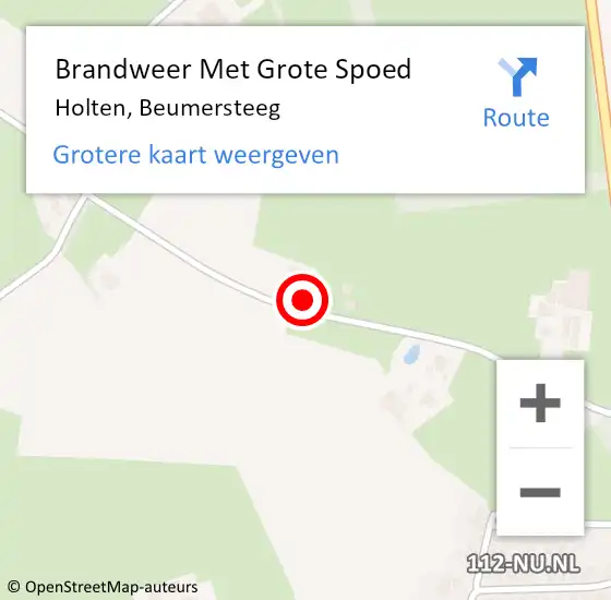 Locatie op kaart van de 112 melding: Brandweer Met Grote Spoed Naar Holten, Beumersteeg op 17 juli 2022 15:57