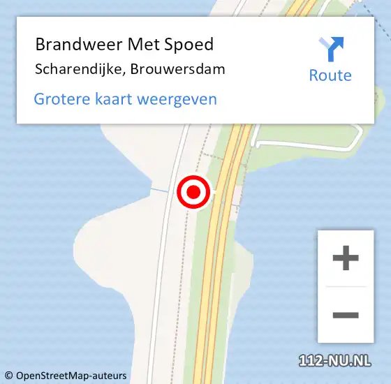 Locatie op kaart van de 112 melding: Brandweer Met Spoed Naar Scharendijke, Brouwersdam op 17 juli 2022 16:00