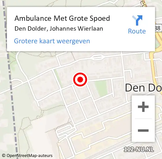 Locatie op kaart van de 112 melding: Ambulance Met Grote Spoed Naar Den Dolder, Johannes Wierlaan op 23 juli 2014 14:15