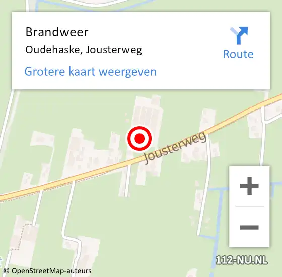 Locatie op kaart van de 112 melding: Brandweer Oudehaske, Jousterweg op 17 juli 2022 16:02