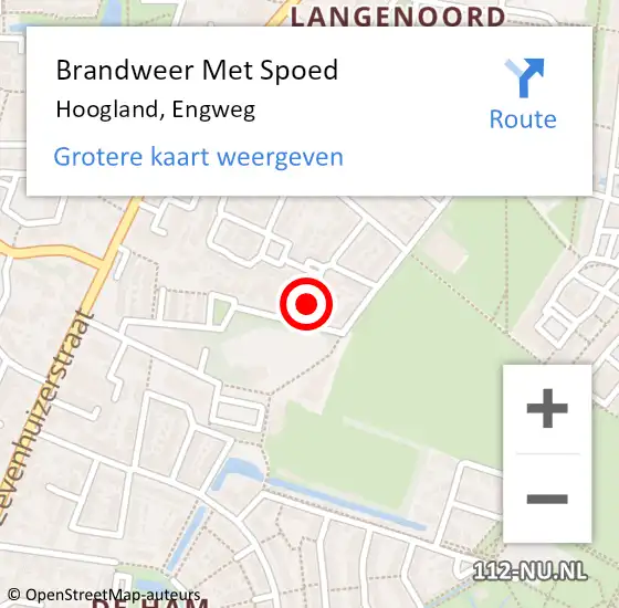 Locatie op kaart van de 112 melding: Brandweer Met Spoed Naar Hoogland, Engweg op 17 juli 2022 16:05