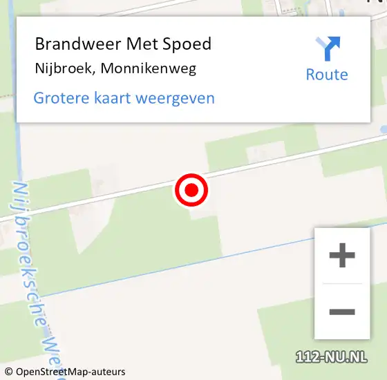 Locatie op kaart van de 112 melding: Brandweer Met Spoed Naar Nijbroek, Monnikenweg op 17 juli 2022 16:17