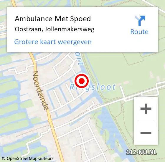 Locatie op kaart van de 112 melding: Ambulance Met Spoed Naar Oostzaan, Jollenmakersweg op 17 juli 2022 16:20