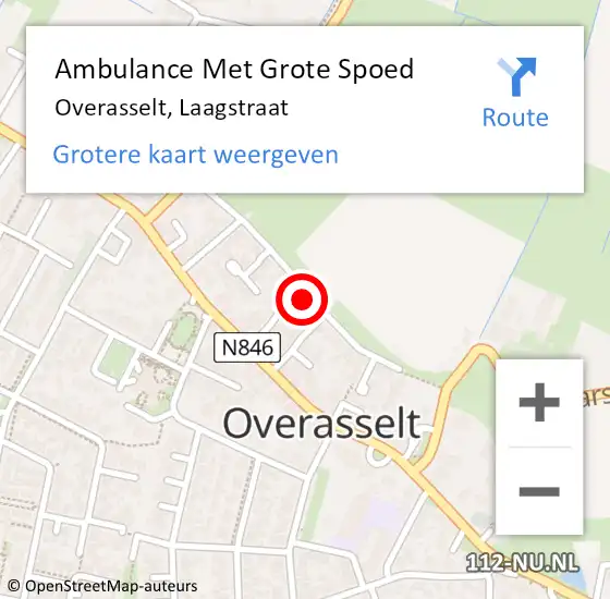 Locatie op kaart van de 112 melding: Ambulance Met Grote Spoed Naar Overasselt, Laagstraat op 17 juli 2022 16:32