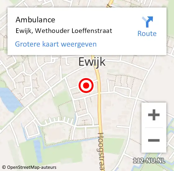 Locatie op kaart van de 112 melding: Ambulance Ewijk, Wethouder Loeffenstraat op 23 juli 2014 14:20