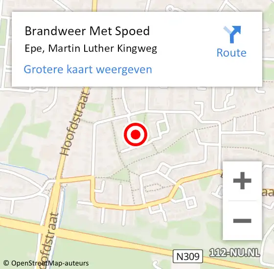 Locatie op kaart van de 112 melding: Brandweer Met Spoed Naar Epe, Martin Luther Kingweg op 17 juli 2022 16:51