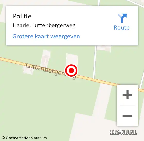 Locatie op kaart van de 112 melding: Politie Haarle, Luttenbergerweg op 17 juli 2022 16:53
