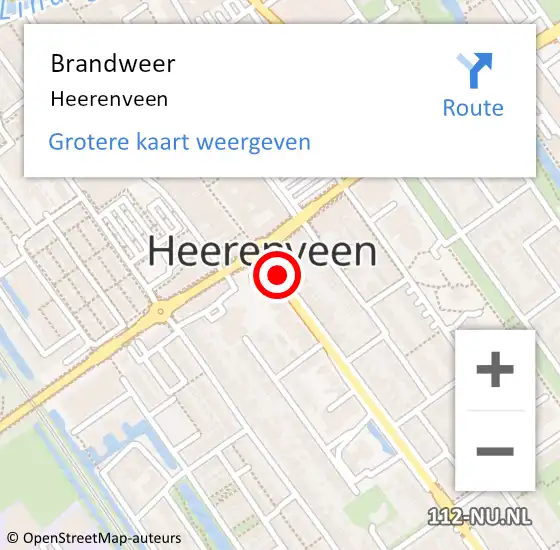 Locatie op kaart van de 112 melding: Brandweer Heerenveen op 17 juli 2022 17:00