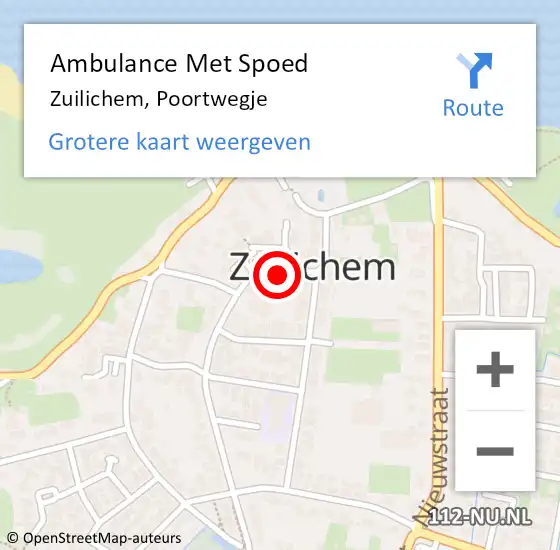 Locatie op kaart van de 112 melding: Ambulance Met Spoed Naar Zuilichem, Poortwegje op 17 juli 2022 17:08