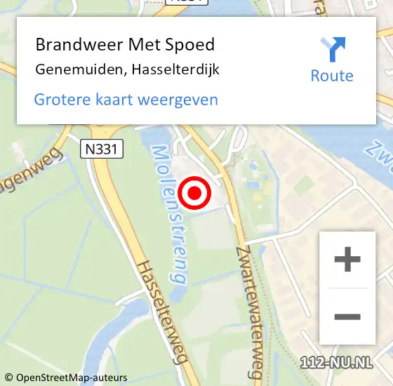 Locatie op kaart van de 112 melding: Brandweer Met Spoed Naar Genemuiden, Hasselterdijk op 17 juli 2022 17:10