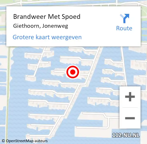 Locatie op kaart van de 112 melding: Brandweer Met Spoed Naar Giethoorn, Jonenweg op 17 juli 2022 17:10
