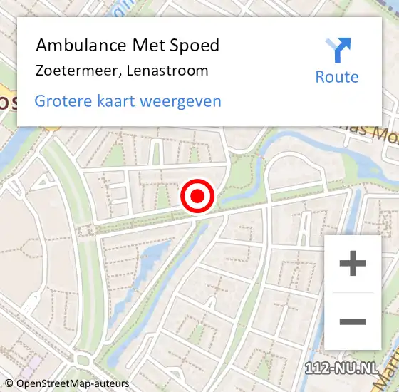 Locatie op kaart van de 112 melding: Ambulance Met Spoed Naar Zoetermeer, Lenastroom op 17 juli 2022 17:22