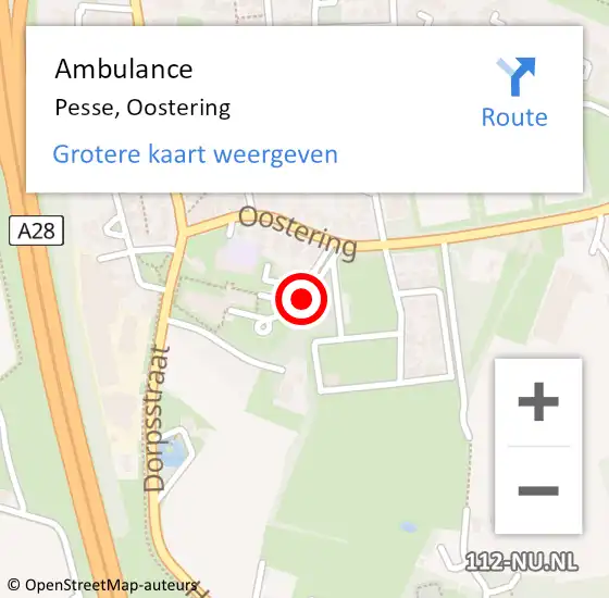 Locatie op kaart van de 112 melding: Ambulance Pesse, Oostering op 9 oktober 2013 10:53