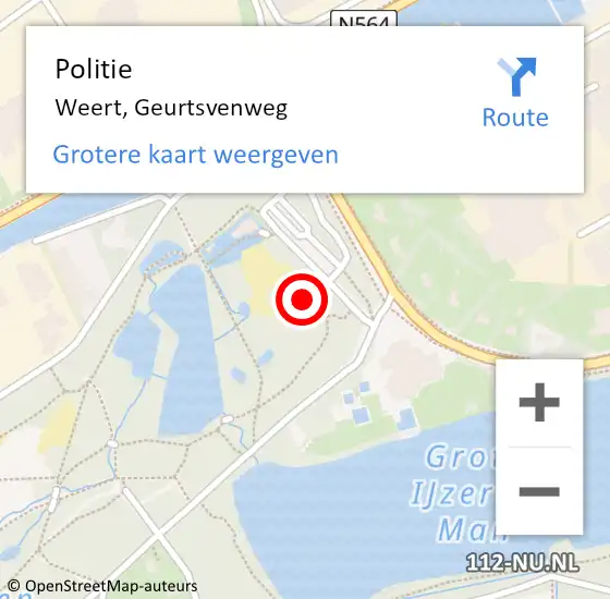 Locatie op kaart van de 112 melding: Politie Weert, Geurtsvenweg op 17 juli 2022 17:38