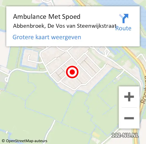 Locatie op kaart van de 112 melding: Ambulance Met Spoed Naar Abbenbroek, De Vos van Steenwijkstraat op 17 juli 2022 18:02