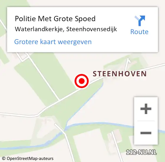 Locatie op kaart van de 112 melding: Politie Met Grote Spoed Naar Waterlandkerkje, Steenhovensedijk op 17 juli 2022 18:11