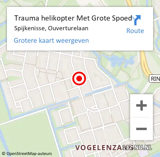 Locatie op kaart van de 112 melding: Trauma helikopter Met Grote Spoed Naar Spijkenisse, Ouverturelaan op 17 juli 2022 18:25