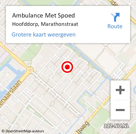 Locatie op kaart van de 112 melding: Ambulance Met Spoed Naar Hoofddorp, Marathonstraat op 17 juli 2022 18:25