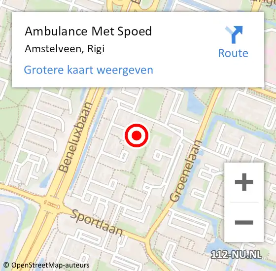 Locatie op kaart van de 112 melding: Ambulance Met Spoed Naar Amstelveen, Rigi op 17 juli 2022 18:36