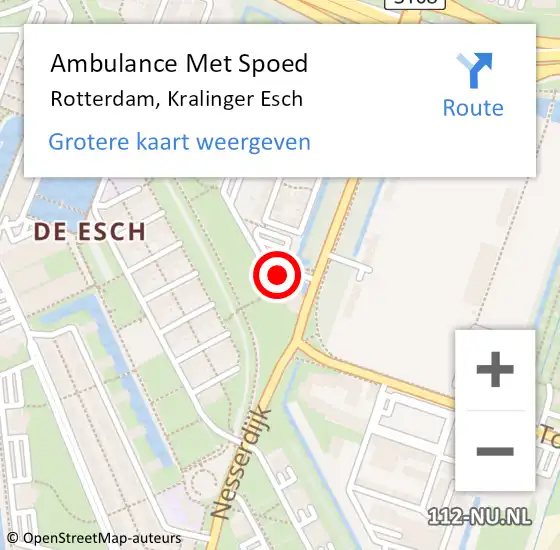 Locatie op kaart van de 112 melding: Ambulance Met Spoed Naar Rotterdam, Kralinger Esch op 17 juli 2022 18:42