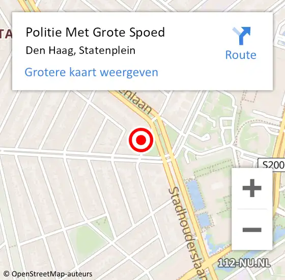 Locatie op kaart van de 112 melding: Politie Met Grote Spoed Naar Den Haag, Statenplein op 17 juli 2022 18:42