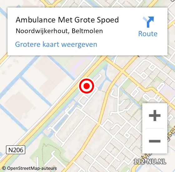 Locatie op kaart van de 112 melding: Ambulance Met Grote Spoed Naar Noordwijkerhout, Beltmolen op 17 juli 2022 19:01
