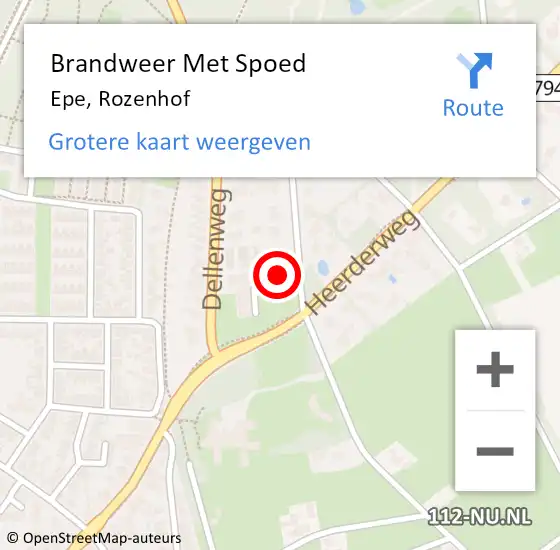 Locatie op kaart van de 112 melding: Brandweer Met Spoed Naar Epe, Rozenhof op 17 juli 2022 19:24