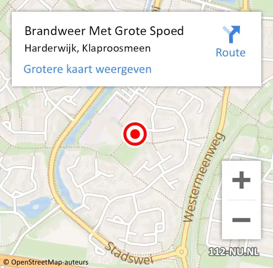 Locatie op kaart van de 112 melding: Brandweer Met Grote Spoed Naar Harderwijk, Klaproosmeen op 17 juli 2022 19:25