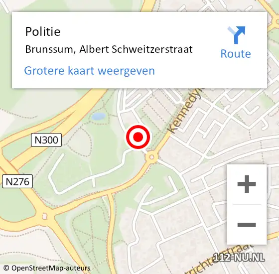 Locatie op kaart van de 112 melding: Politie Brunssum, Albert Schweitzerstraat op 17 juli 2022 19:37