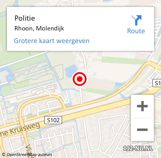 Locatie op kaart van de 112 melding: Politie Rhoon, Molendijk op 17 juli 2022 20:03