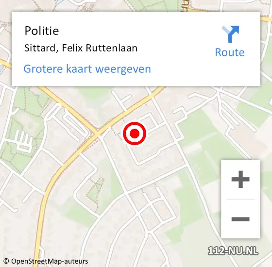 Locatie op kaart van de 112 melding: Politie Sittard, Felix Ruttenlaan op 17 juli 2022 20:36