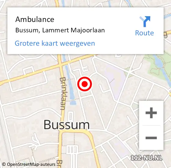 Locatie op kaart van de 112 melding: Ambulance Bussum, Lammert Majoorlaan op 23 juli 2014 14:38