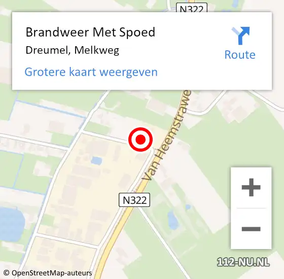 Locatie op kaart van de 112 melding: Brandweer Met Spoed Naar Dreumel, Melkweg op 17 juli 2022 20:45