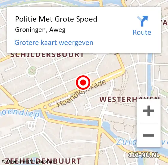 Locatie op kaart van de 112 melding: Politie Met Grote Spoed Naar Groningen, Aweg op 17 juli 2022 20:55