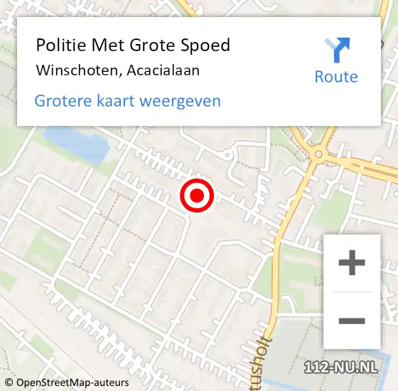 Locatie op kaart van de 112 melding: Politie Met Grote Spoed Naar Winschoten, Acacialaan op 17 juli 2022 20:57