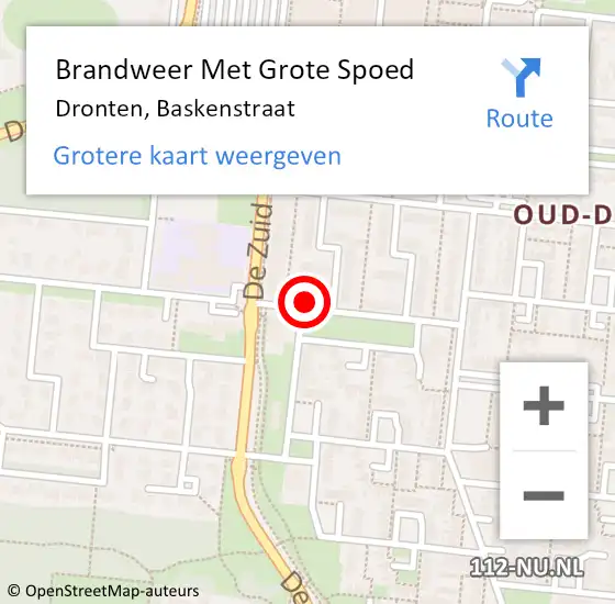 Locatie op kaart van de 112 melding: Brandweer Met Grote Spoed Naar Dronten, Baskenstraat op 17 juli 2022 20:59