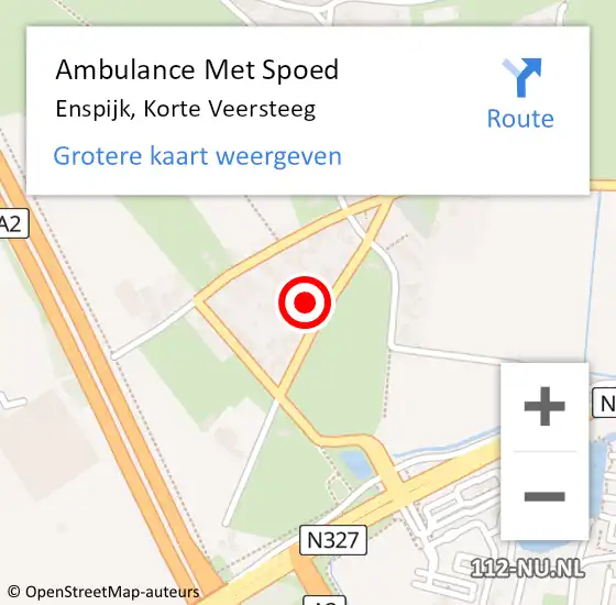 Locatie op kaart van de 112 melding: Ambulance Met Spoed Naar Enspijk, Korte Veersteeg op 17 juli 2022 21:11